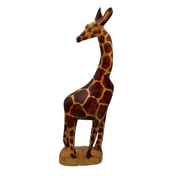 Hand-Carved Wooden Giraffe Figurine Set - Picture 2 of 16